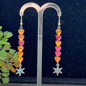 🌟Adorned Crown Jewelry vibrant heart bead blue crystal earrings